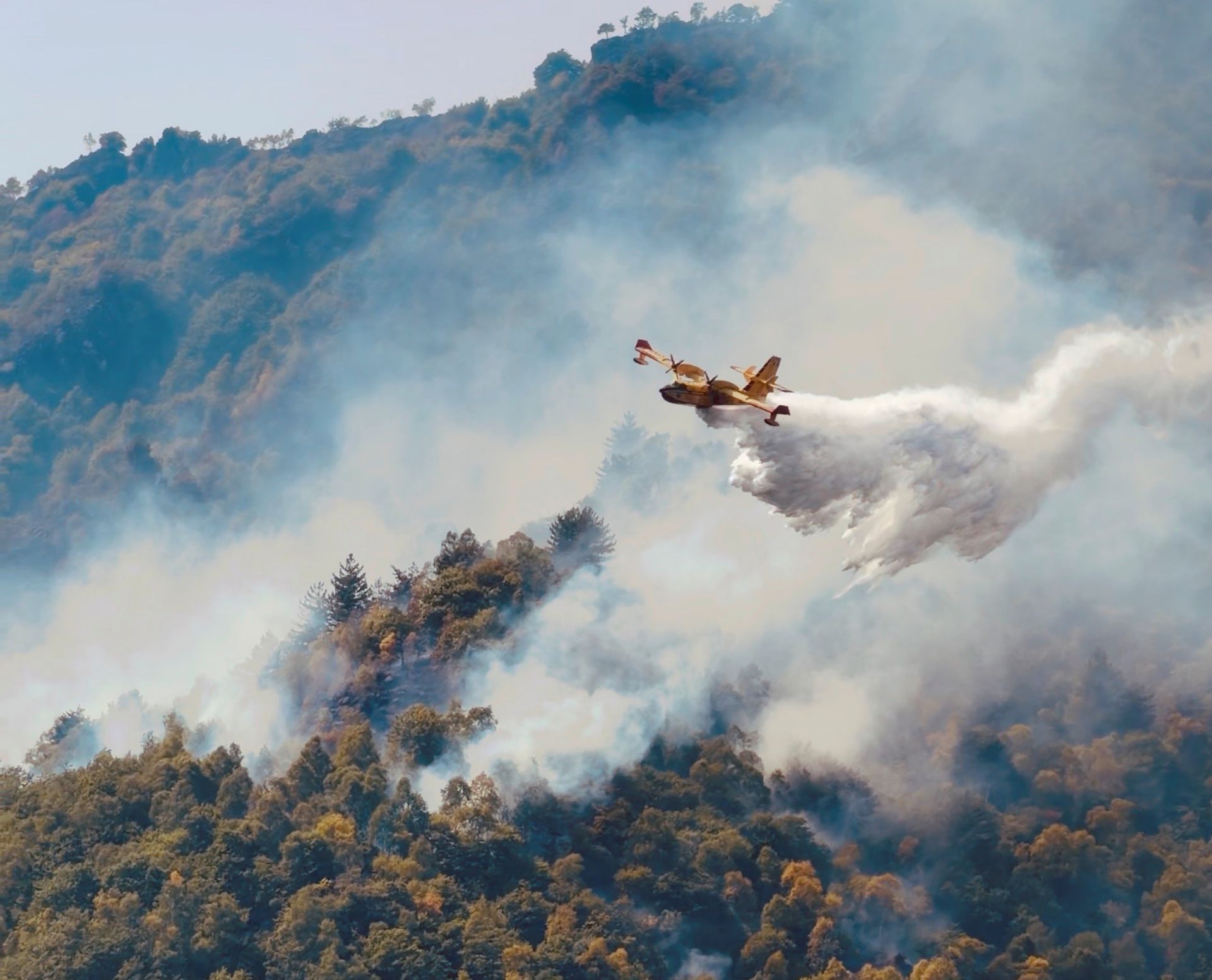 Intevento Canadair a Cravagliana.
Foto Unione Montana dei Comuni della Valsesia
